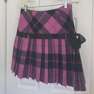 Pink argyle plaid pleated mini skirt/kilt